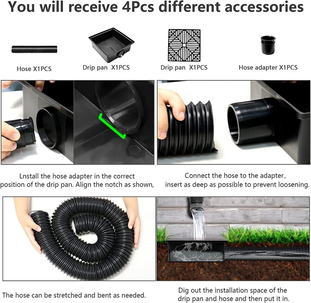 Regenrohrklappe Fallrohr Verlängerungsset, 12×12 Zoll flaches Fallrohr des Auffangbeckens mit Plasti