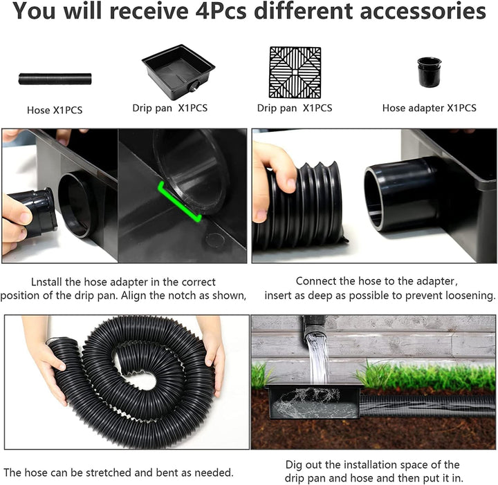 Regenrohrklappe Fallrohr Verlängerungsset, 12×12 Zoll flaches Fallrohr des Auffangbeckens mit Plasti