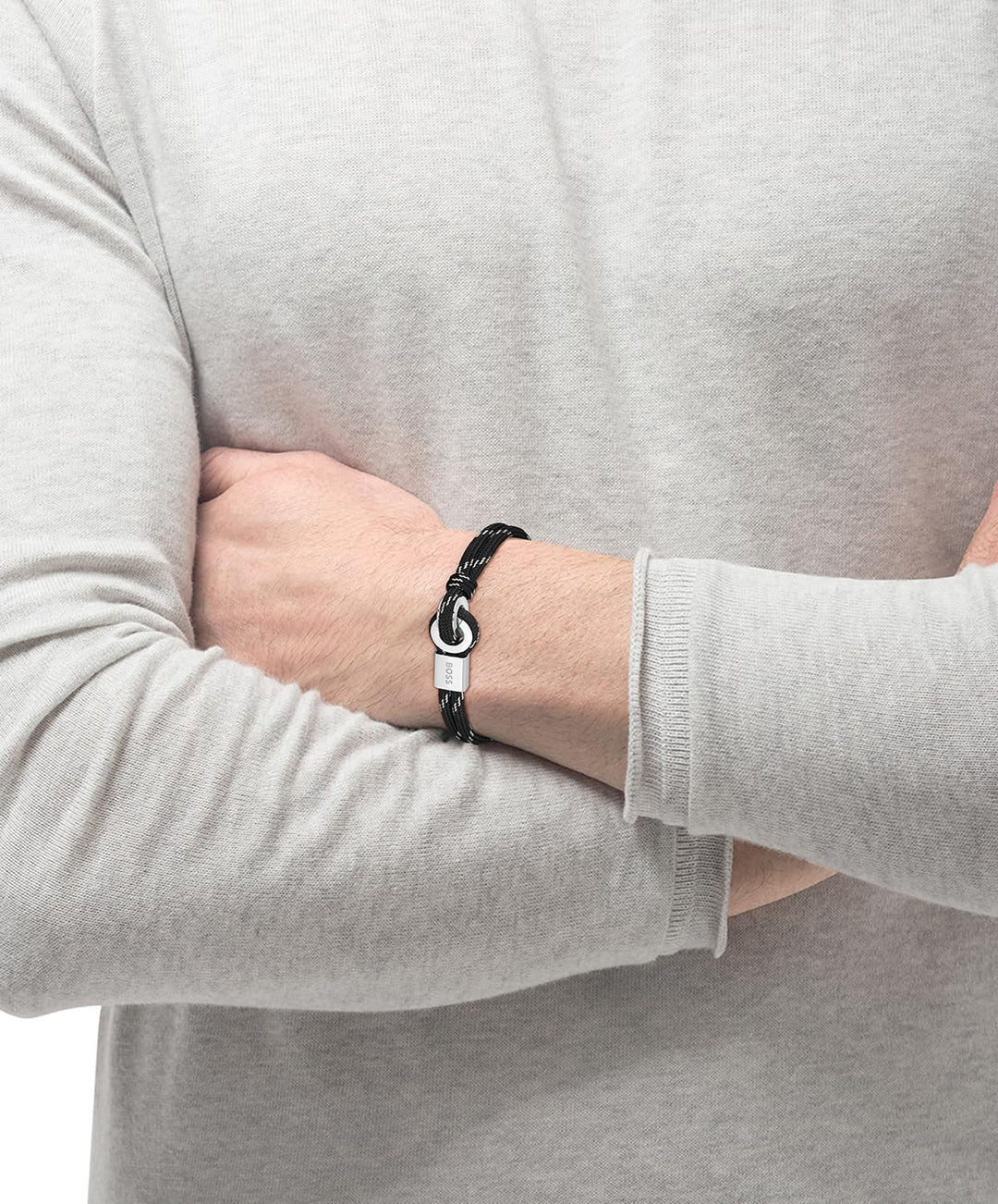 BOSS Jewelry Lederarmband für Herren Kollektion Black and White Size M, Black and White Size M