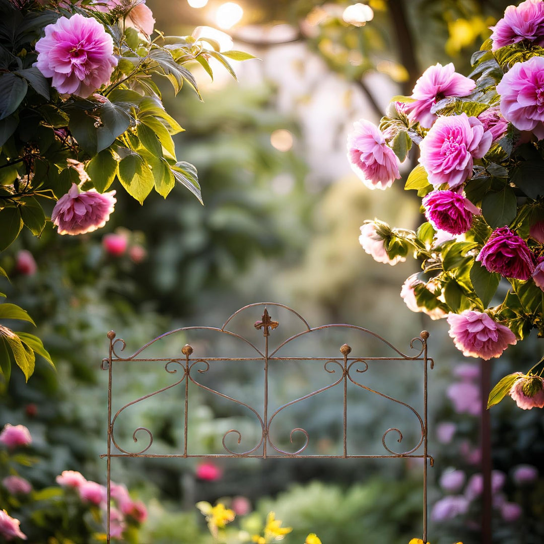 ecosoul Beetzaun Gartenzaun Rankhilfe Metall Eisen Rost Deko 50cm hoch x 60cm lang Zaun Zaunelement