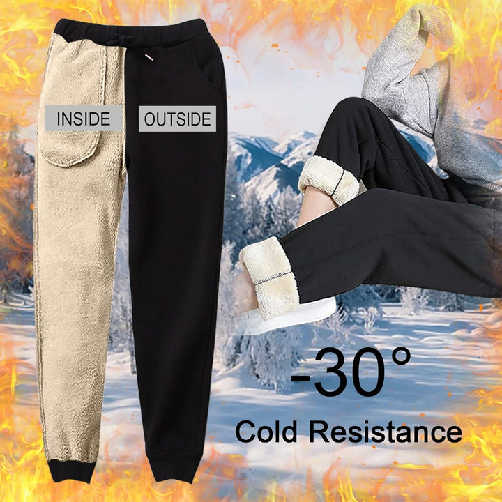 CheChury Jogginghose Damen Winter Warm Thermohose Sherpa Innenfutter Sweathose Gefüttert Sport Hosen