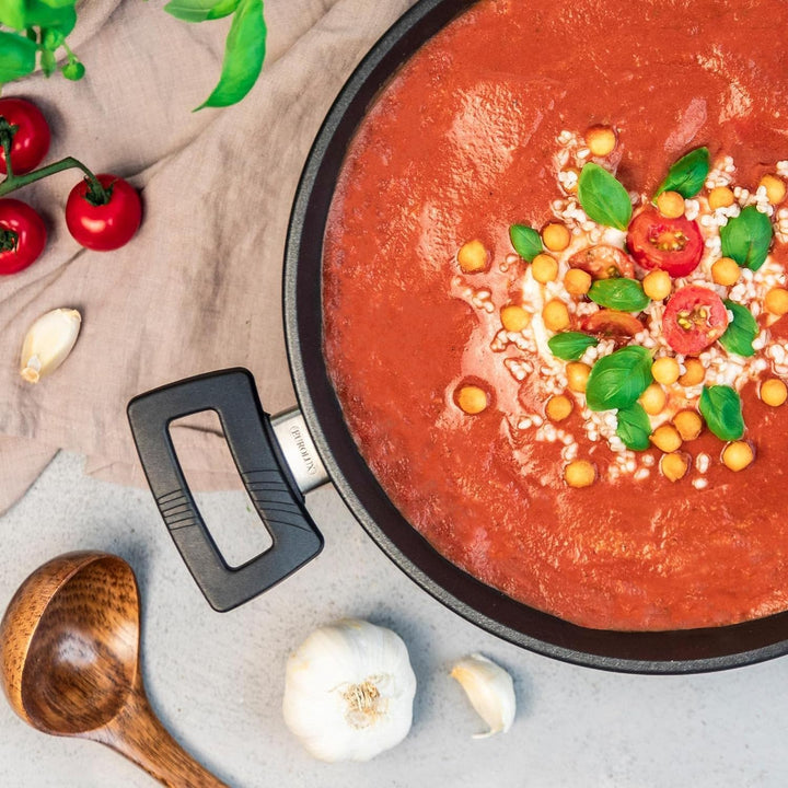 Eurloux Guss-Kasserolle Induktion Set & Deckel Ø28 cm - Universal Bratenkasserolle 4 Liter mit Besch