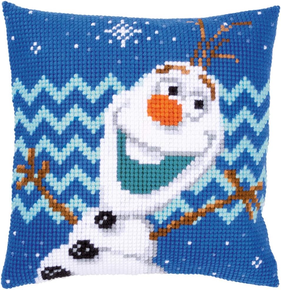 Vervaco Kreuzstichkissen Olaf Kreuzstichpackung, Stramin, weiss, 40 x 40 x 0,3 cm