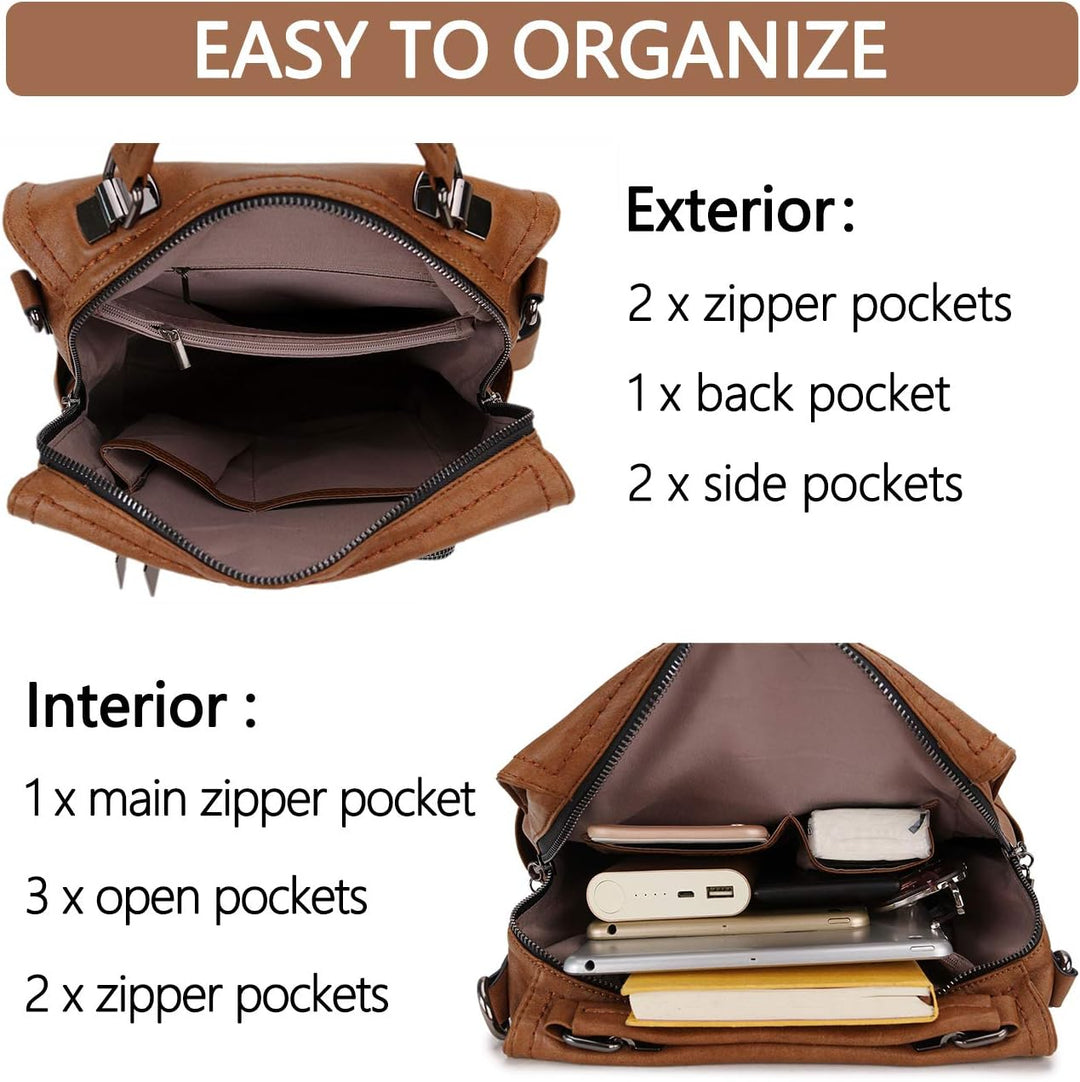 RAVUO Damen Rucksack,PU Leder Rucksack Mode Rucksäcke Rucksackhandtaschen Schulrucksäcke Reise Daypa