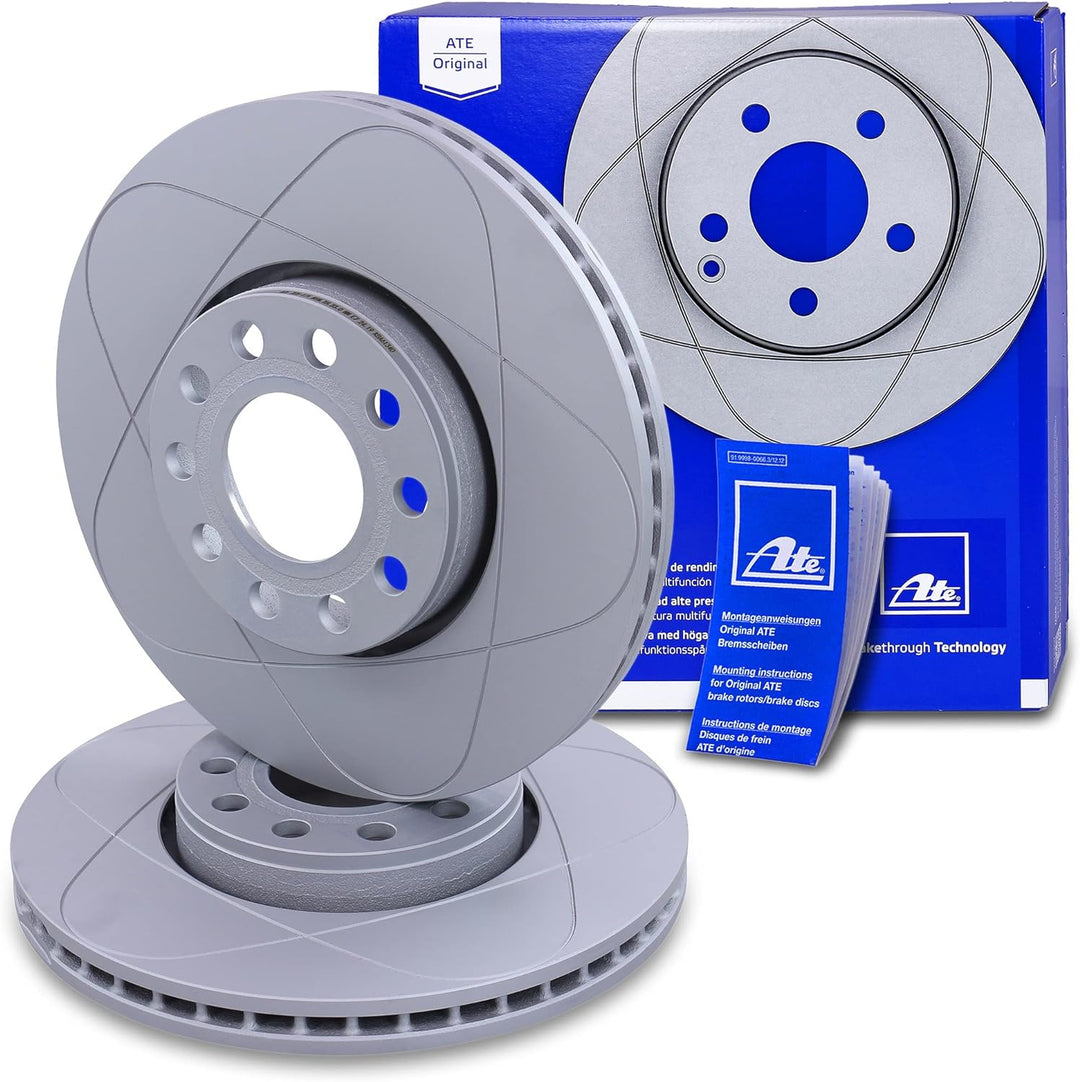 ATE Bremsenset Vorderachse inkl. Power Disc Bremsscheiben Vorne Ø 288 mm Belüftet und Ceramic Bremsb