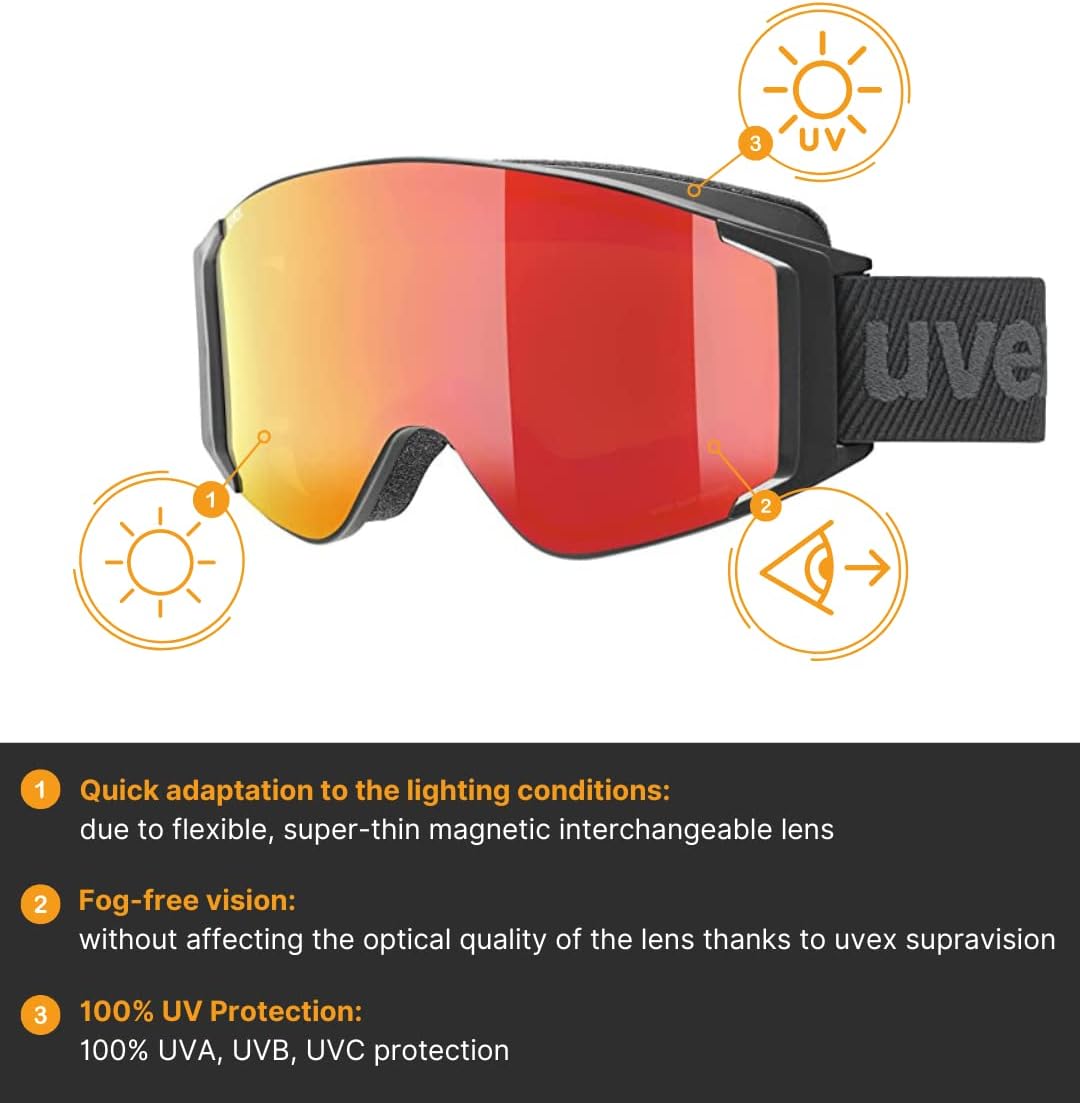 uvex Unisex G.gl 3000 To Skibrille (1er Pack) Einheitsgrösse black mat/red-lasergold lite, Einheitsg