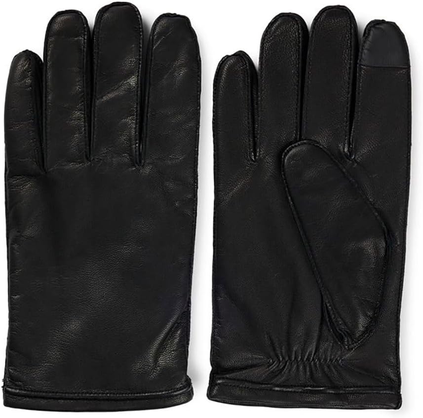 BOSS Herren Lederhandschuhe mit Futter, Kranton-ME, Black, Black1