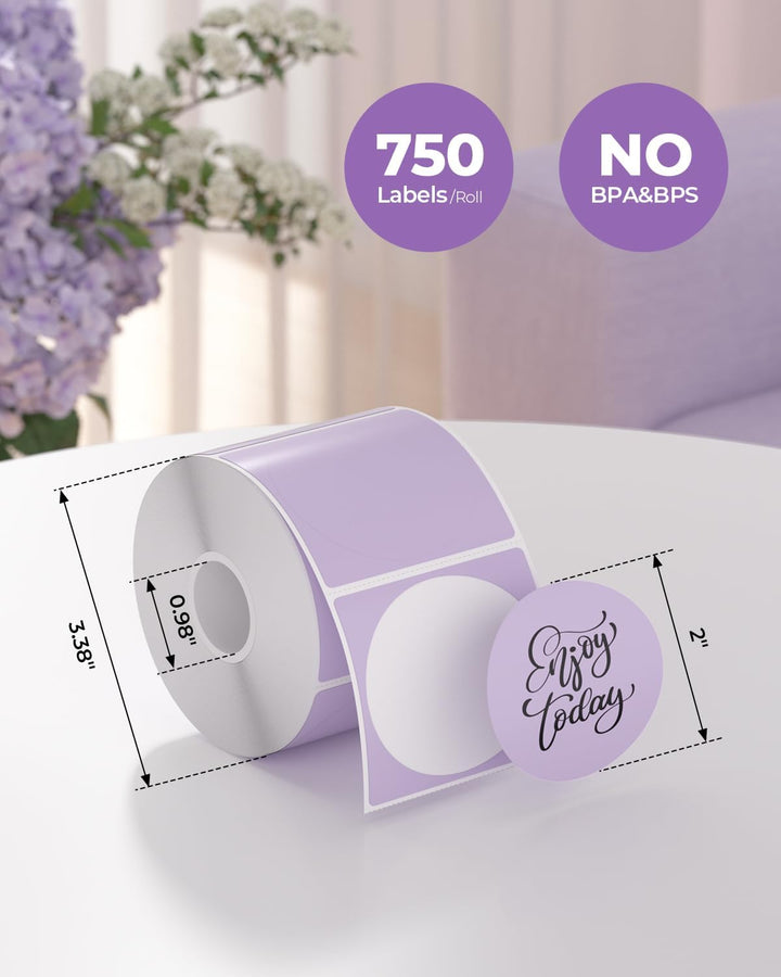 MUNBYN 2" Runde Etiketten (Violett, 2‘’) Violett 2‘’, Violett 2‘’