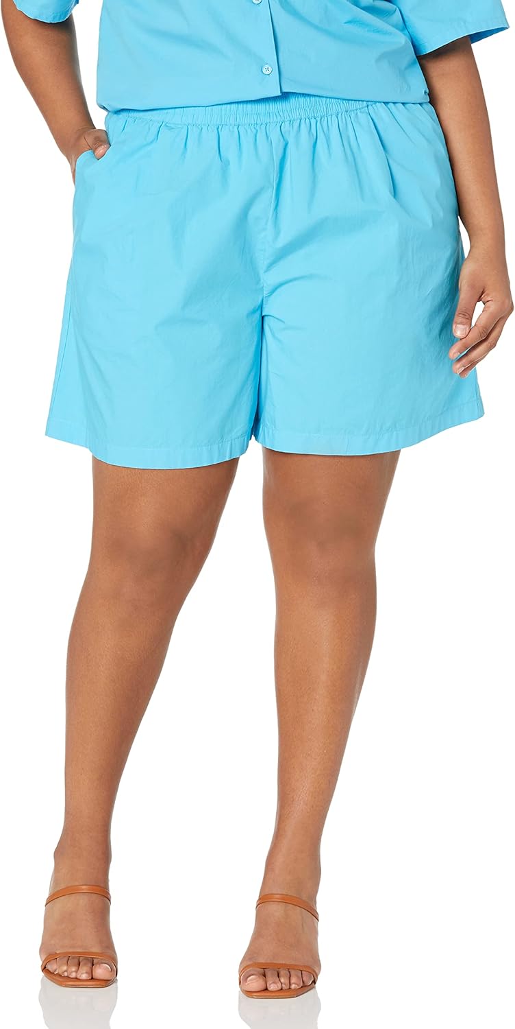 The Drop Damen Shorts Jada Shorts mit Hoher Taille und Lockerem Schnitt M Ozeanblau, M Ozeanblau