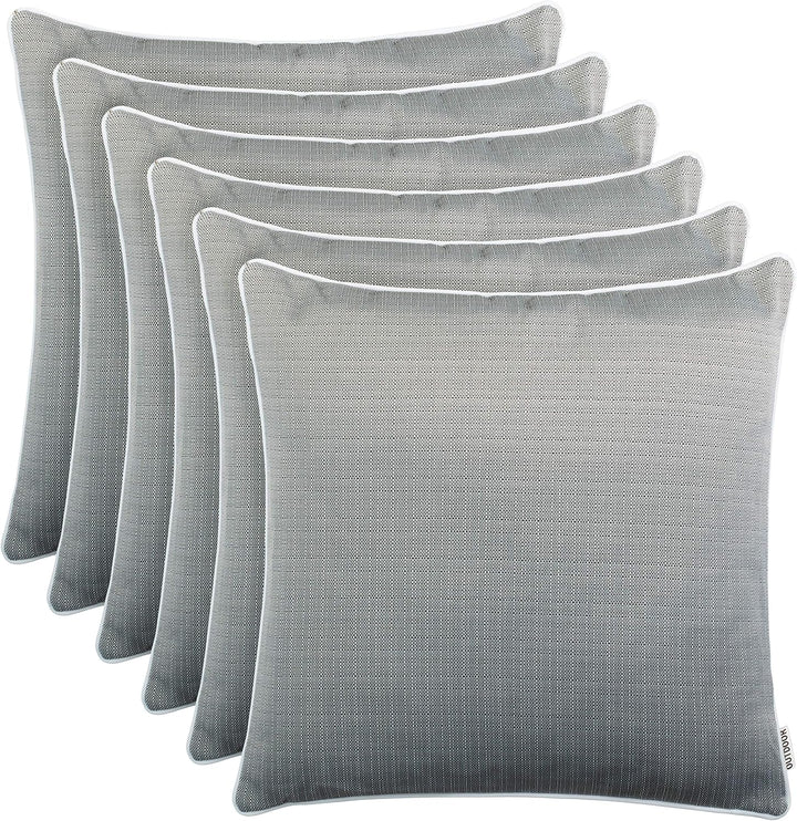 Brandsseller 6er Set Outdoor Kissen 45x45 cm – Wetterfeste Zierkissen mit Paspel in Walzoptik – Wass