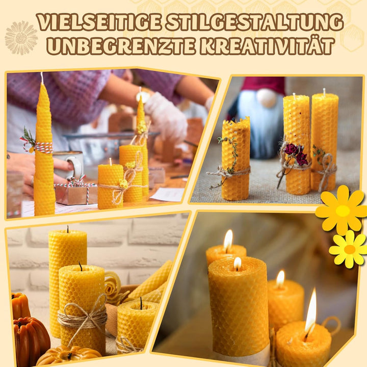 YOOHBERRYS Bienenwachsplatten für Kerzen, 24PCS Gelbe Bienenwachsplatten, Wachsplatten für Kerzen mi