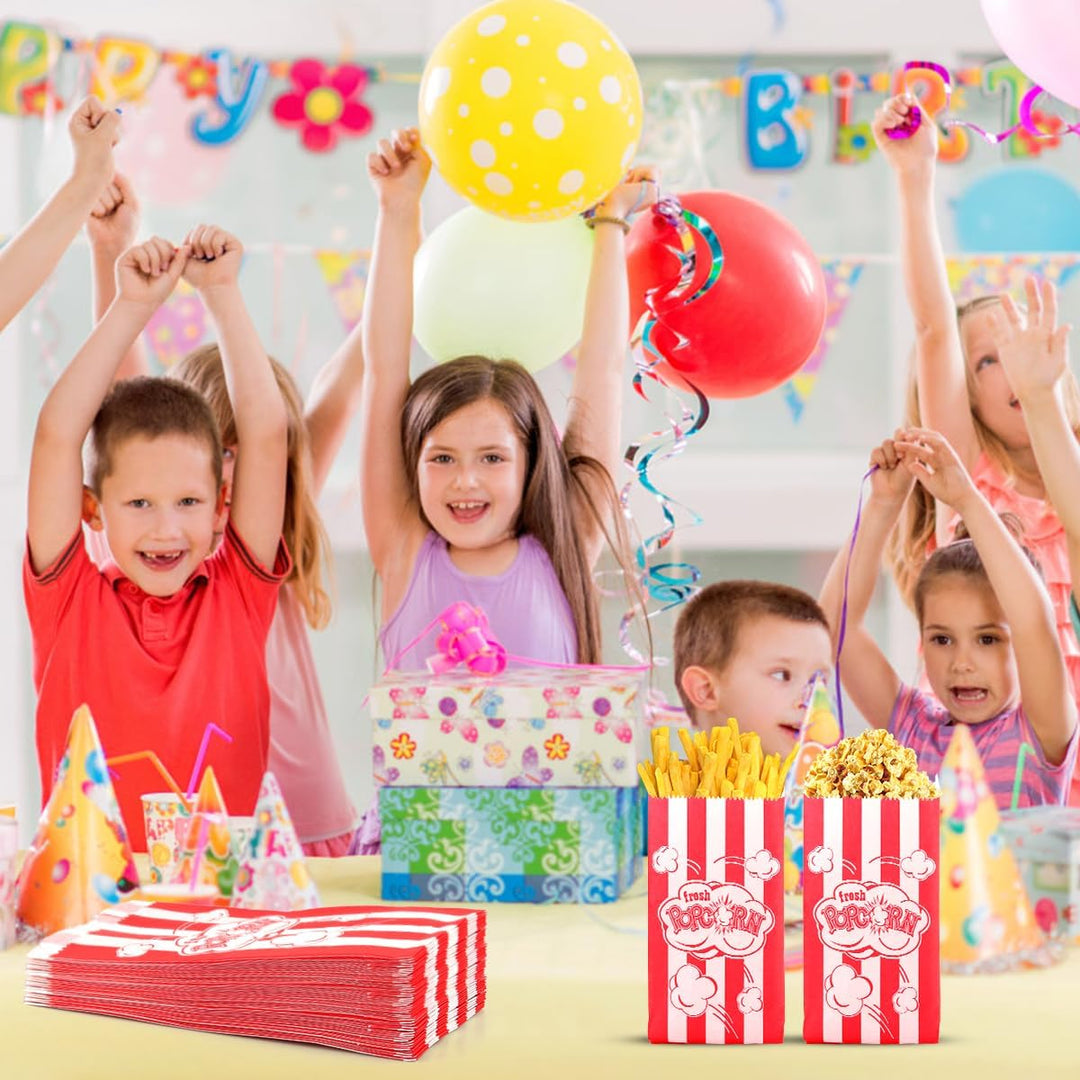 200 Stück Popcorn Tüten Klein, Popcorntüten Rote Streifen, Popcorn Papiertüten, Popcorn Behälter für
