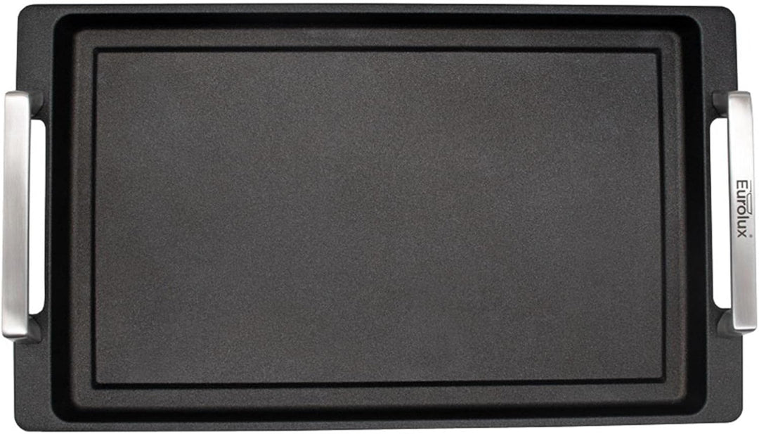 Eurolux Teppanyaki Grillplatte 41 x 24 cm beschichtet - Edelstahl-Seitengriffe - alle Herdarten inkl