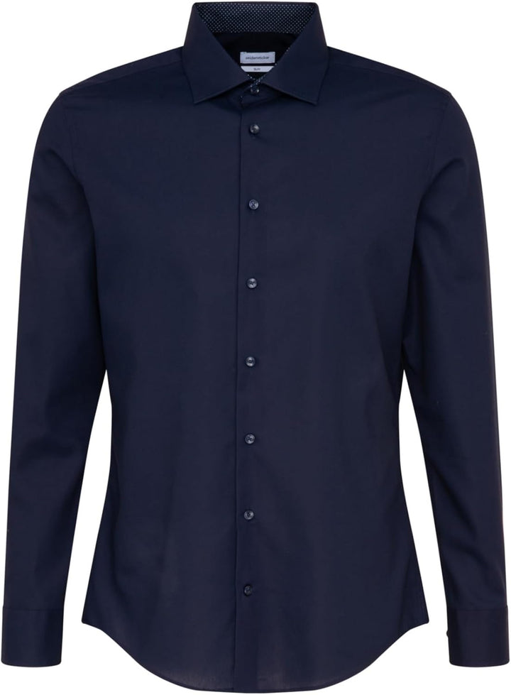 Seidensticker Herren Men Slim Patch Longsleeve Cotton Hemd 36 Dunkelblau(693690), 36 Dunkelblau(6936