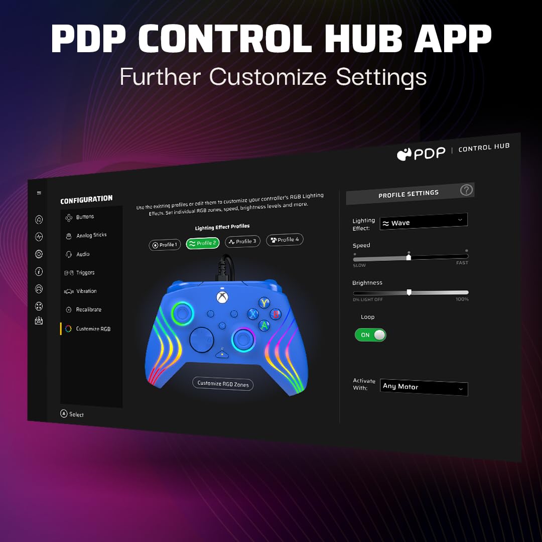 PDP Xbox Afterglow Wave Wired Controller Blue