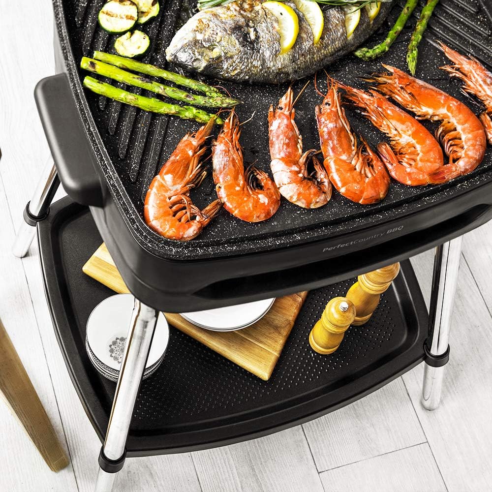 Cecotec PerfectCountry BBQ Elektrischer Grill. Mit Gerätefüssen, Klappbarer Deckel und Schale, RockS