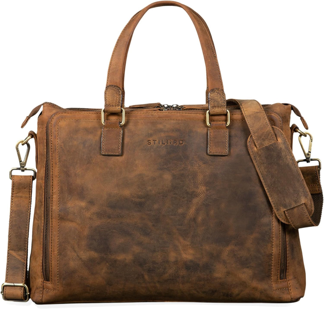 STILORD 'Claire' Businesstasche Damen Leder 15 Zoll Laptoptasche DIN A4 Aktentasche Umhängetasche un