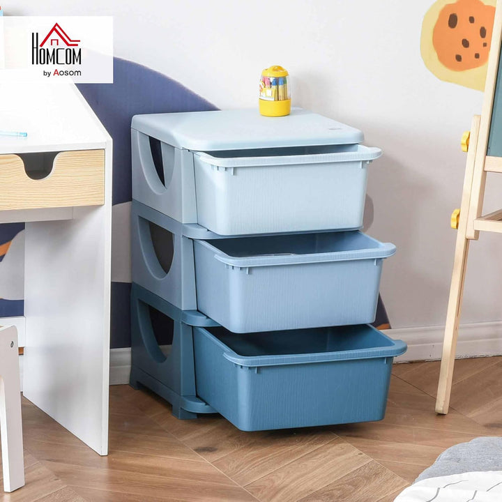 HOMCOM Schubladenschrank für Kinder mit Stauraum Aufbewahrungsboxen Spielzeug-Organizer Spielzeugkis
