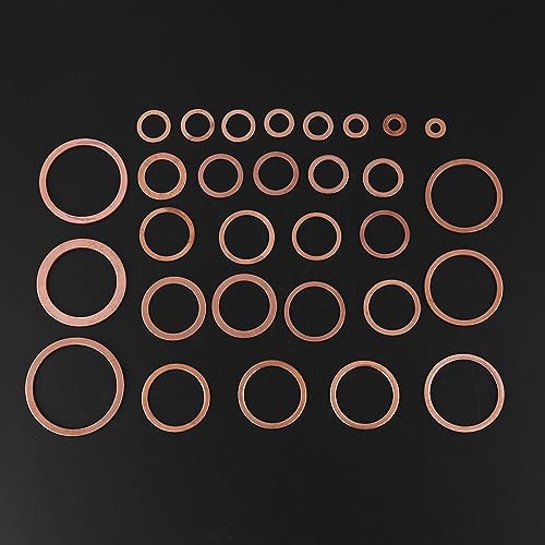 Kupfer Unterlegscheiben-Set, 568Stk. 30 Grössen O-Ring Kupferdichtungen Flachring-Set-Kit mit Kunsts