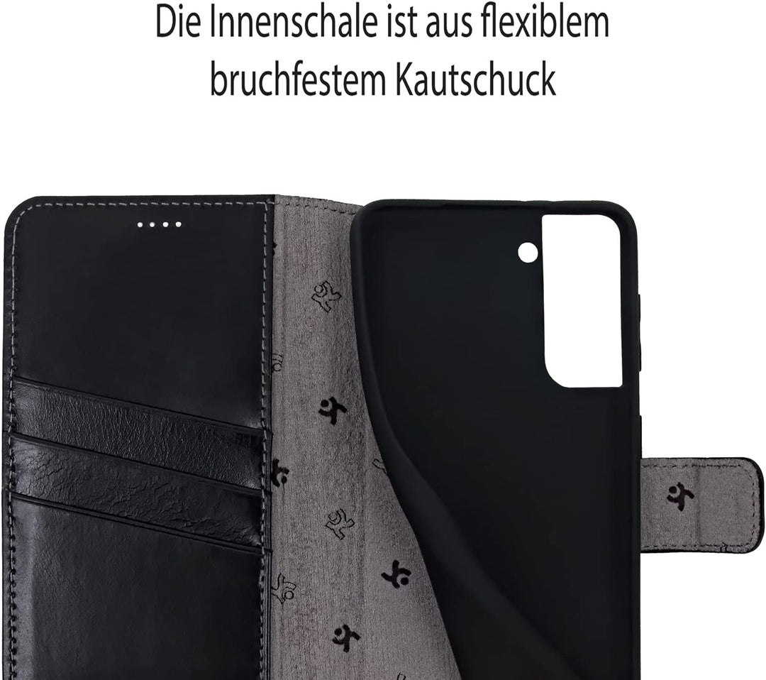 Suncase Book-Style Hülle kompatibel mit Samsung Galaxy S22 Plus 5G Leder Tasche (Slim-Fit) Lederhüll