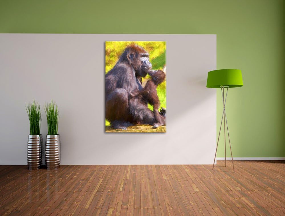 Gorilla-Baby küsst seine Mutter NewArt Format: 100x70 cm auf Leinwand, XXL riesige Bilder fertig ger