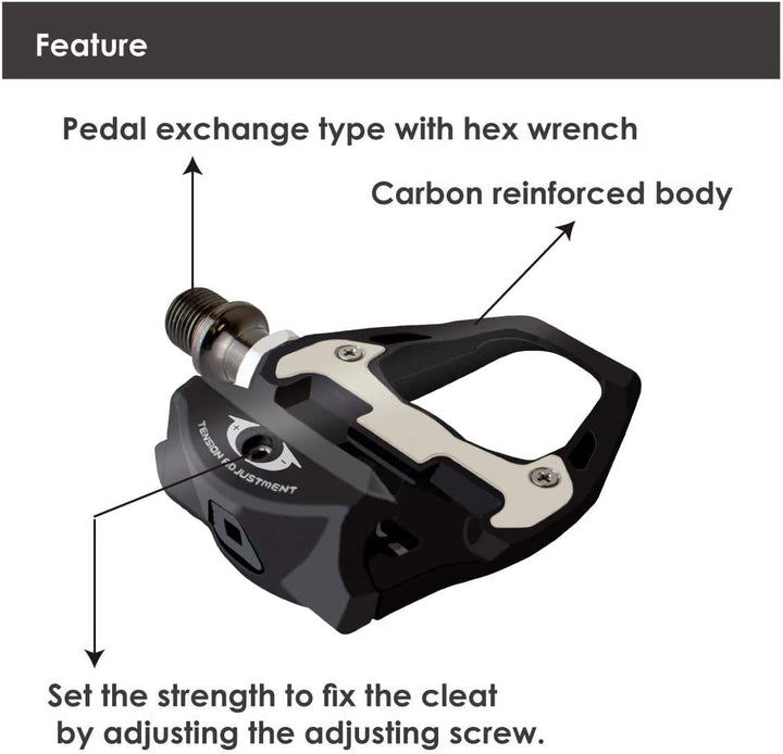 GORIX Fahrrad-Carbonfaser-Pedale Cleat-Set Bindungspedal Shimano SPD-kompatibles Rennrad (GX-R31)