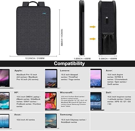 ZINZ Schlank und Erweiterbar Laptop Rucksack Wasserdicht Notebook Tasche für Männer und Frauen 15"-1