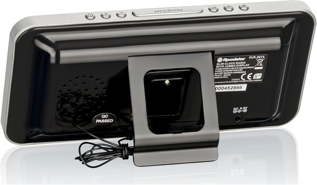 Roadstar CLR-2615 Uhrenradio/Radiowecker im schlanken Design, mit grossem LED-Display, Zwei Weckzeit