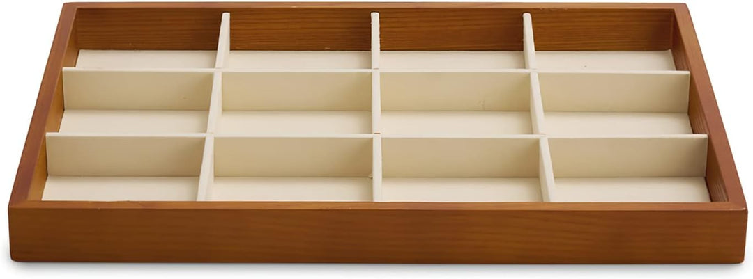 Oirlv Massivholz 12 Gitter Schmucktabletts Stapelbar Schmuckschublade Armband/Uhren Vitrine Display