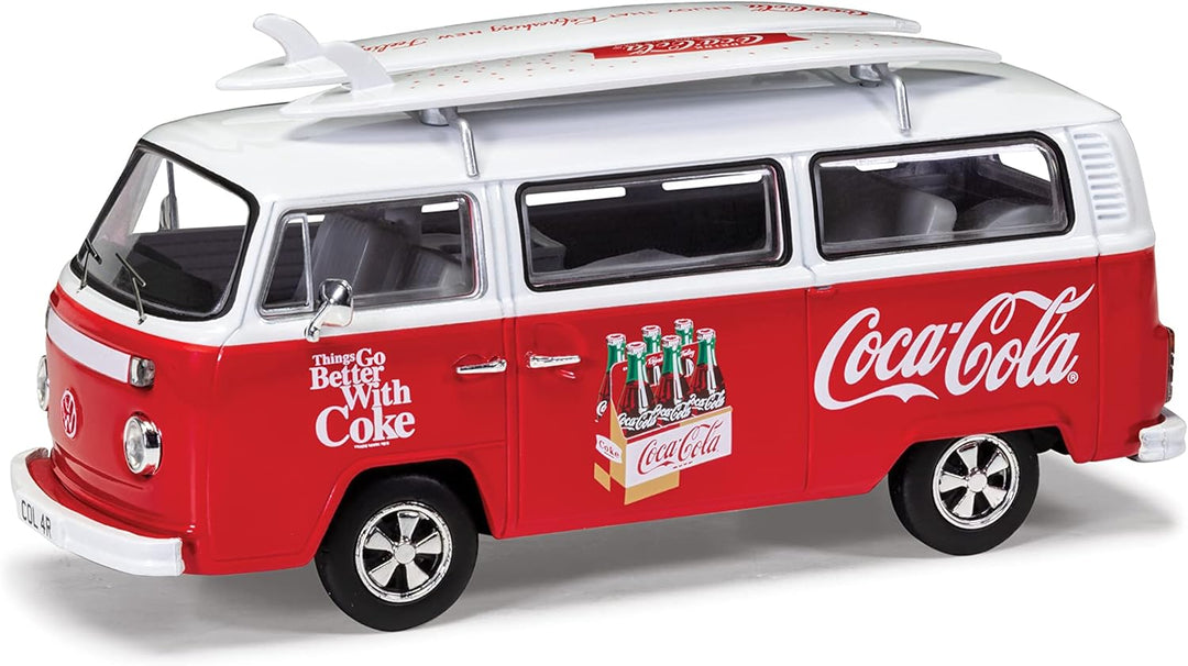 Corgi CC02746 Coca-Cola Volkswagen Campervan Typ 2 (T2) Erkerfenster – Surf Van Druckgussmodell