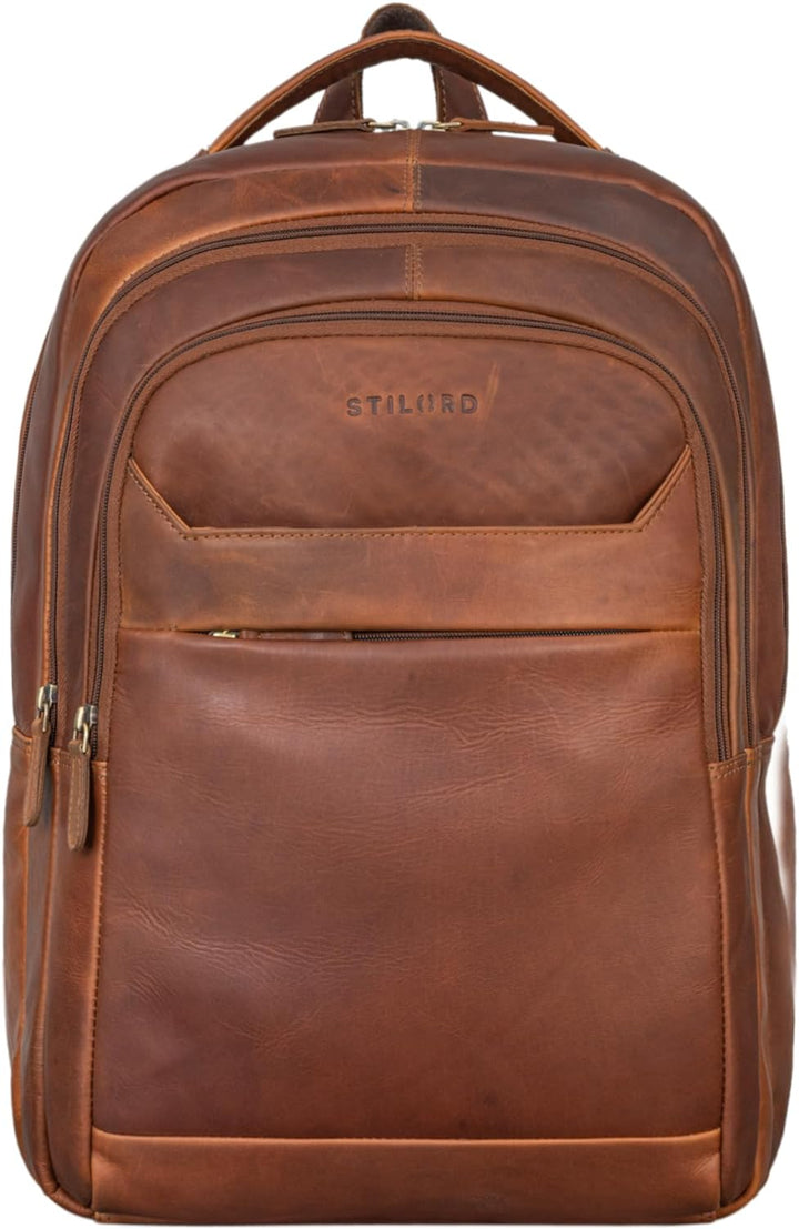 STILORD 'Keno' Leder Rucksack mit Laptopfach 15,6 Zoll Business Rucksack Herren und Damen Bürorucksa