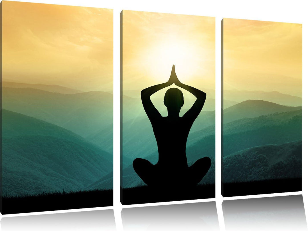 Pixxprint Yoga und Meditation als Leinwandbild | Grösse: 3 Teilig (120x80) | Wandbild| Kunstdruck |
