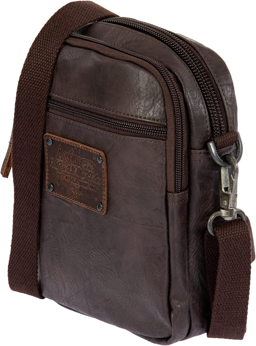 Avirex Kollektion Buffalo, kleiner Schultergurt, Crossbody Bag Small, Herrentasche, Braun