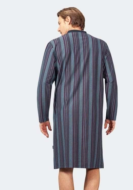 hajo Herren Nachthemd mit V-Ausschnitt Klima-Komfort 58 Blaukombi, 58 Blaukombi