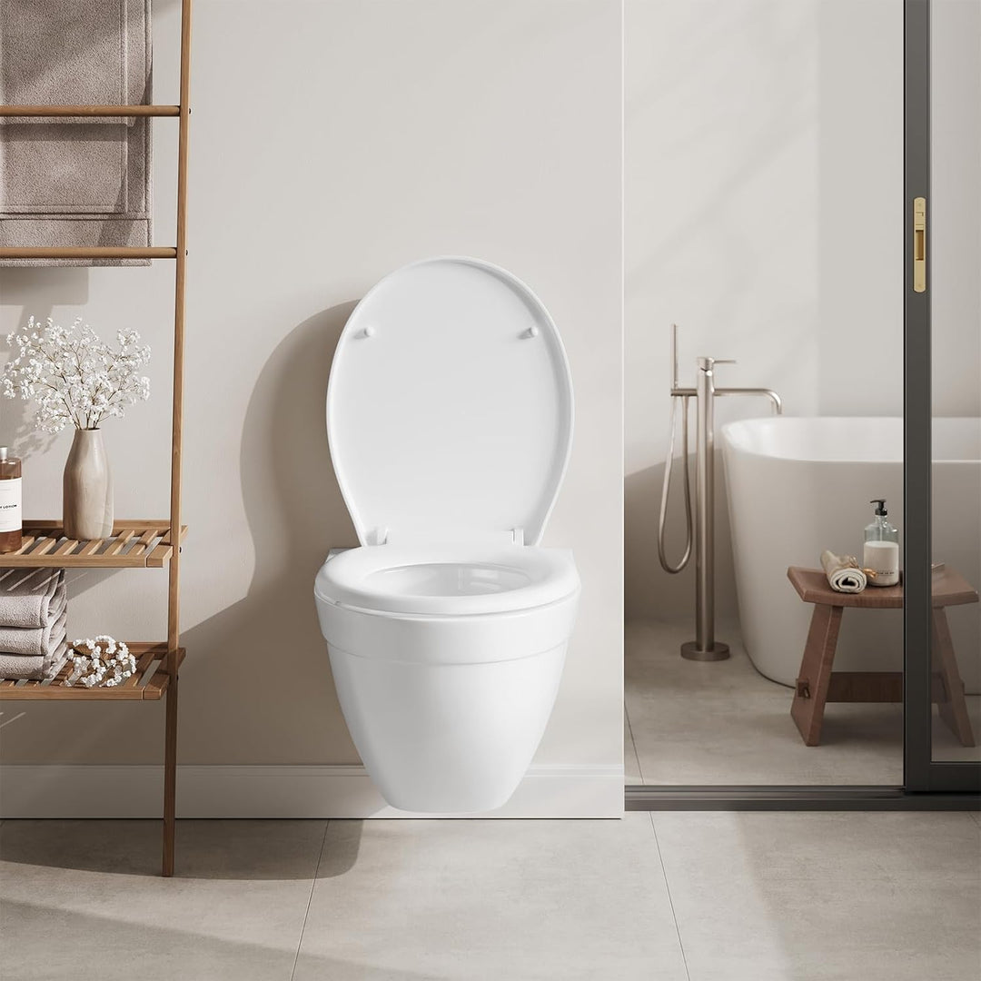 WOLTU Toilettendeckel, WC Sitz mit Absenkautomatik, Quick Release Funktion Klobrille, Kunststoff, Fa