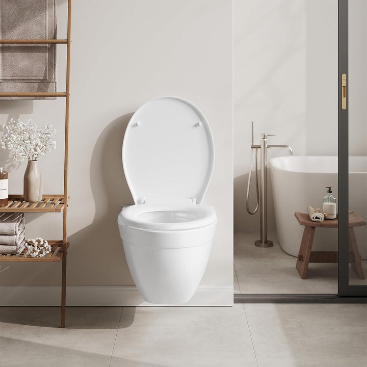 WOLTU Toilettendeckel, WC Sitz mit Absenkautomatik, Quick Release Funktion Klobrille, Kunststoff, Fa