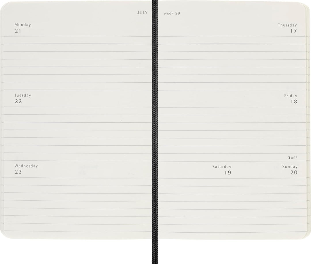 Moleskine Weekly Planner, Horizontale 12-Monats-Wochenplaner 2025, Weicher Einband und Elastischer V