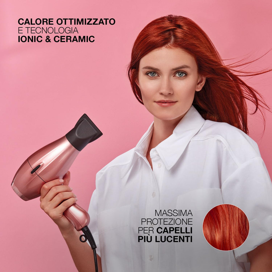 elchim 3900 Healthy Ionic Venetian Rosegold Schuko-Steckdose mit Baumwollbeutel – professioneller Ha