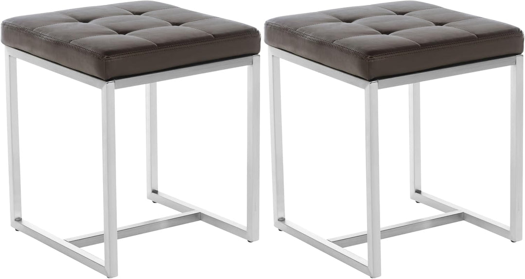 CLP Edelstahl-Sitzhocker Barci Kunstleder I Moderne Hocker Mit Hochwertiger Polsterung Und Bodenscho