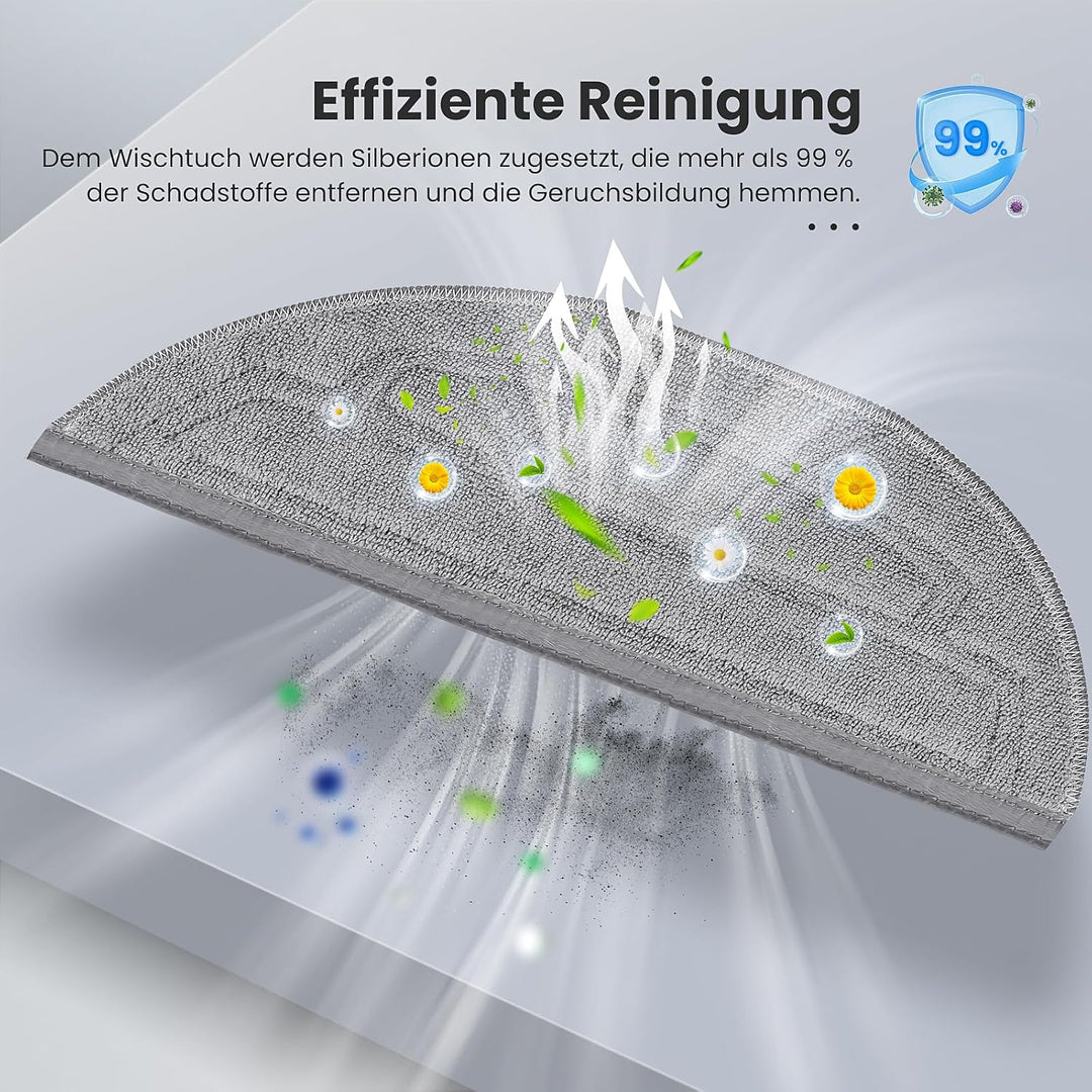 12 Stück Wischtücher Set für Roborock S8 MaxV Ultra Saugroboter, 6 Wischtuch und 6 Seitenwischer, Si