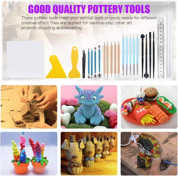 Swpeet Modelliermasse Modellierwerkzeug-Set, Malpinsel, Holz-Punktierwerkzeuge, Ball-Stylus-Werkzeug