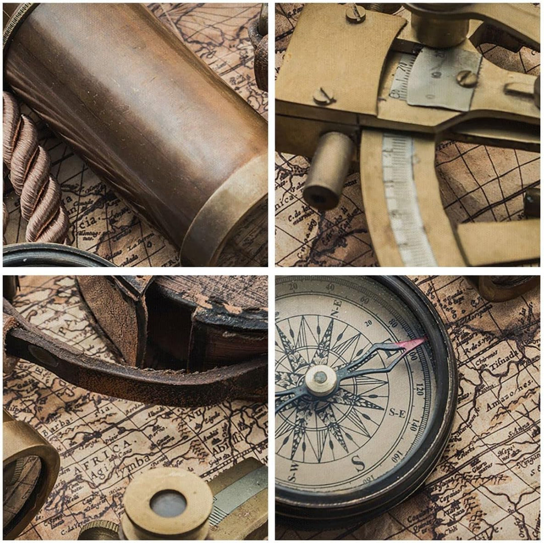 ARTTOR Bilder auf Leinwand Kompass Kompass Karte Leinwandbild 70x50cm Wandbilder Dekoration Wohnzimm