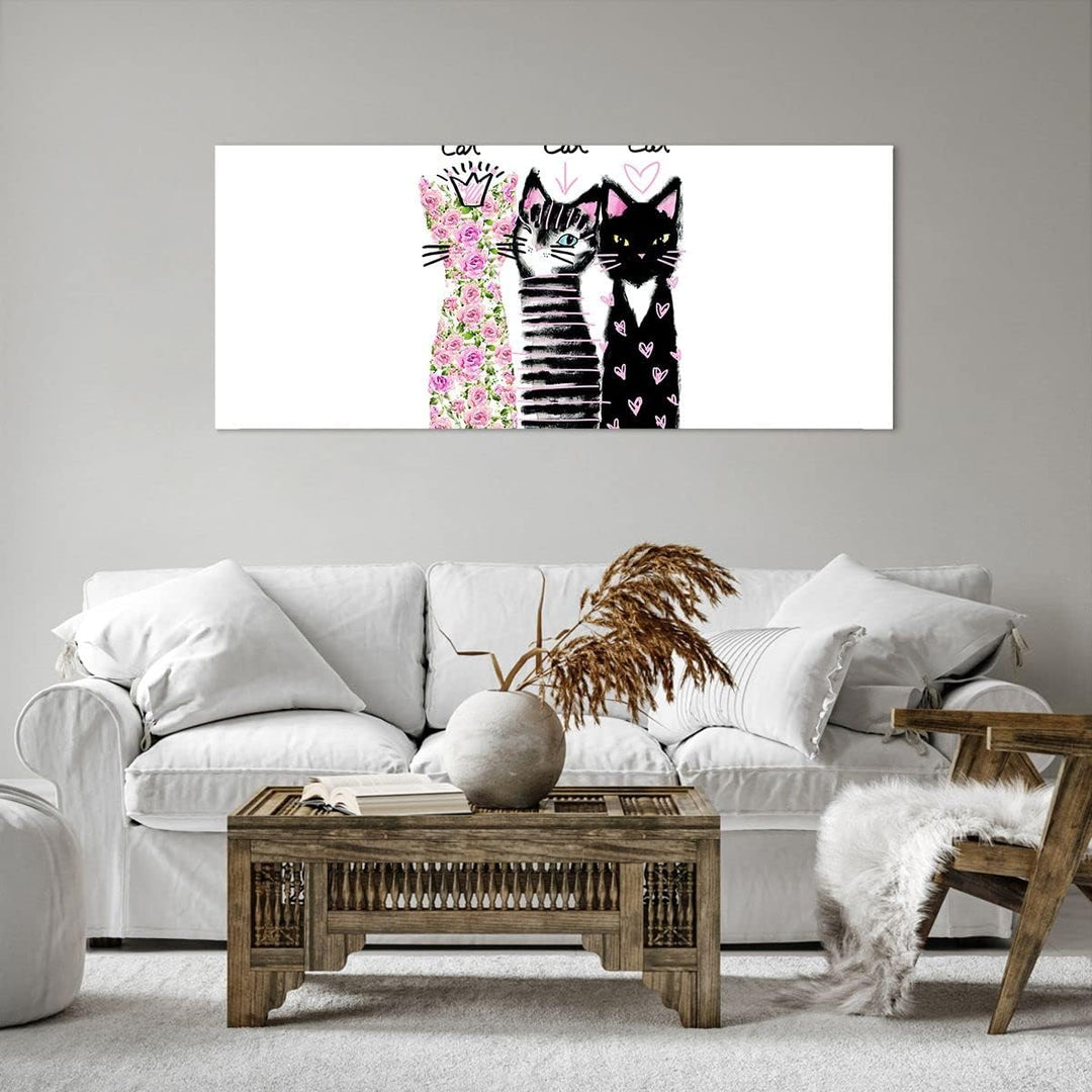 Wandbilder Dekoration Wohnzimmer Katzen Blumen Tiere Panorama Bilder auf Leinwand 120x50cm Leinwandb