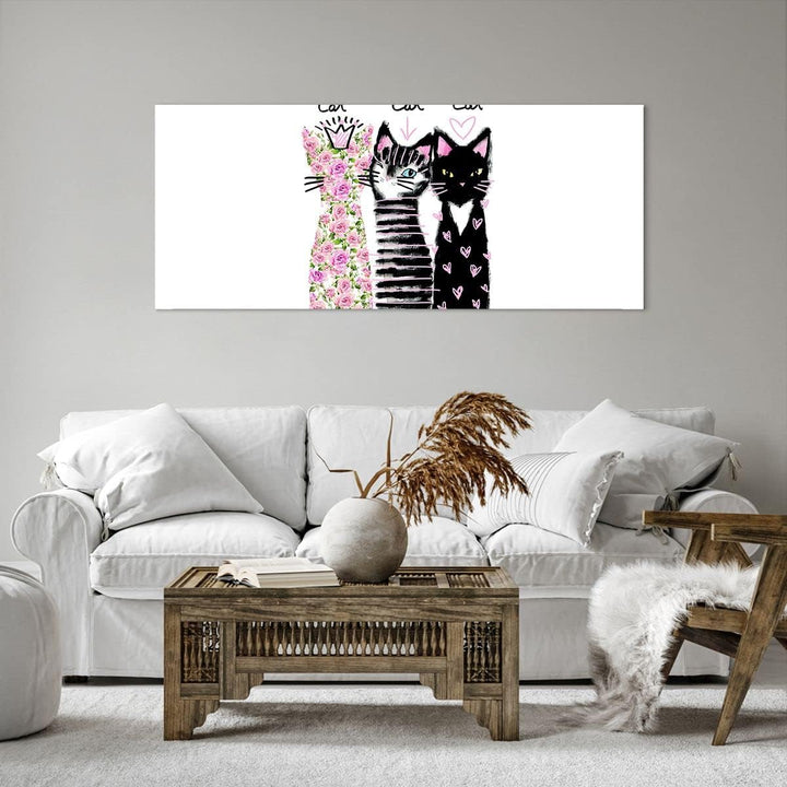 Wandbilder Dekoration Wohnzimmer Katzen Blumen Tiere Panorama Bilder auf Leinwand 120x50cm Leinwandb