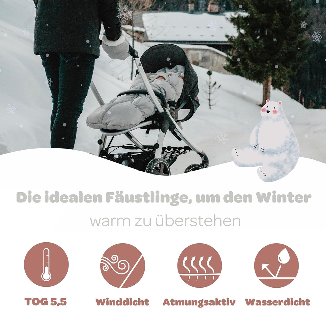 BÉABA, Fäustlinge/Handschuhe/Schutzhandschuhe für Kinderwagen, Regen-/Schneeschutz, Reissverschluss,