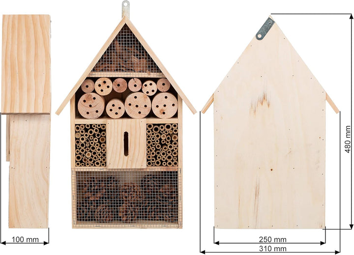 Brandsseller Insektenhotel XXL Natur Nistkasten Insektenhaus aus Holz für Fluginsekten - Bienen,Schm