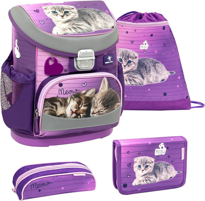 Belmil ergonomischer Schulranzen Set 4 -teilig für Mädchen 1, 2 Klasse Grundschule/Super Leicht 750-