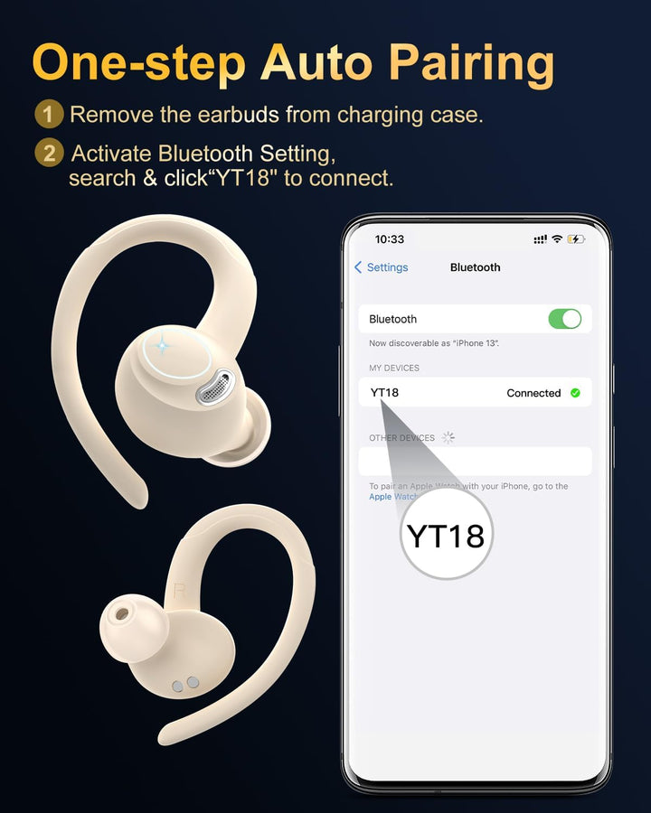 Bluetooth Kopfhörer Sport, in Ear Kopfhörer Kabellos Bluetooth 5.3 mit HD Mic, Herausragender Sound,
