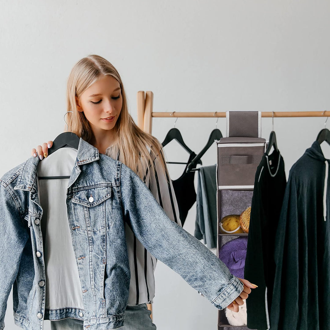 Relaxdays Hängeregal Kleiderschrank, 7 Fächer, Stoff, HxBxT: 106 x 16,5 x 31 cm, 2 Schübe, Kleideror