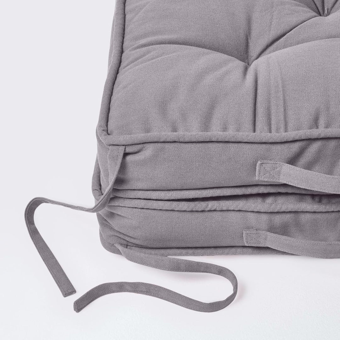 Homescapes Faltbares Reisekissen 50x50 cm dunkelgrau, Auto-Sitzkissen mit Rückenlehne, Klappsitzkiss